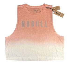 NWT NOBULL Dip Dye Muscle Tank Orange and White Size L